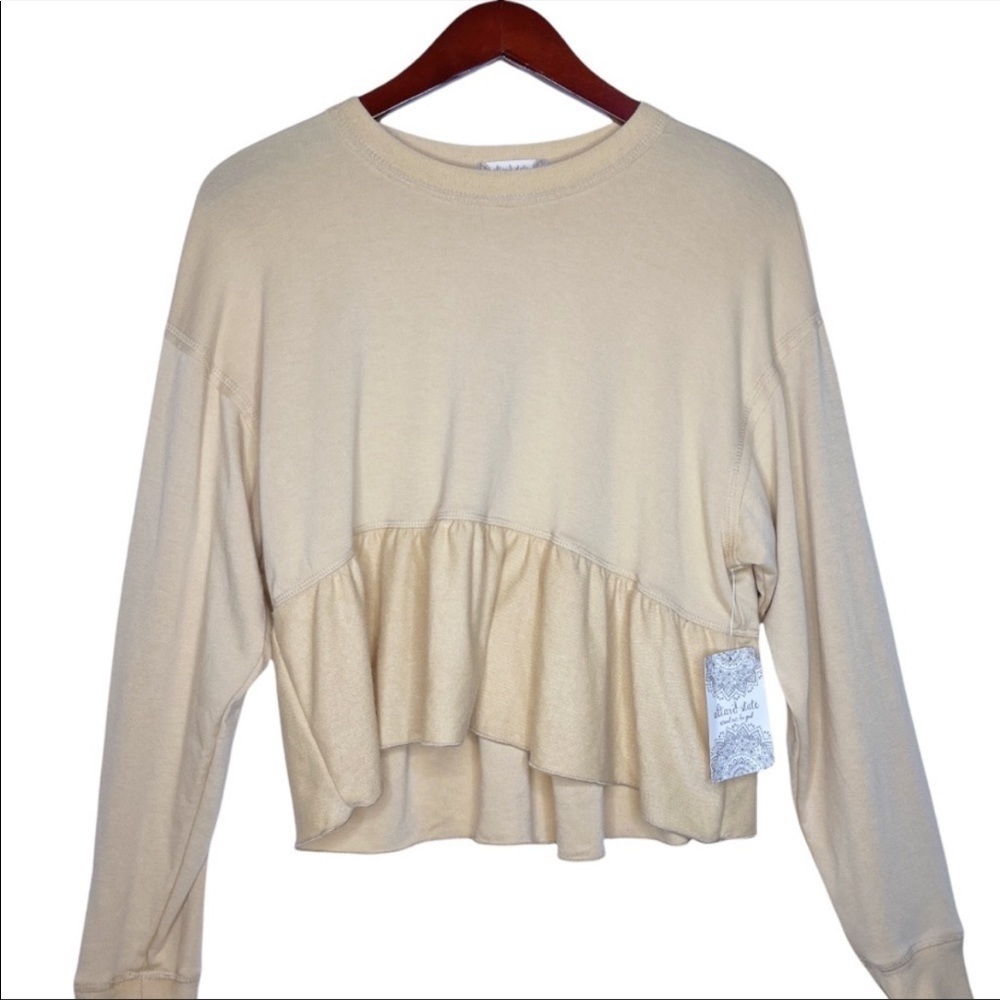 ALRAR’D STATE NWT Mica Ruffle Peplum Hem Top Size Medium in New Wheat Tan - Picture 16 of 16